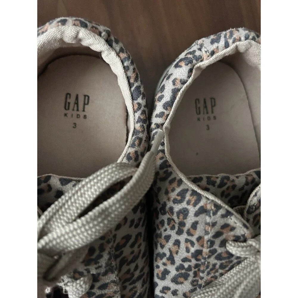 GAP Kids Leopard Animal Print Low Top Canvas Lace-Up Sneakers Unisex Kids 3